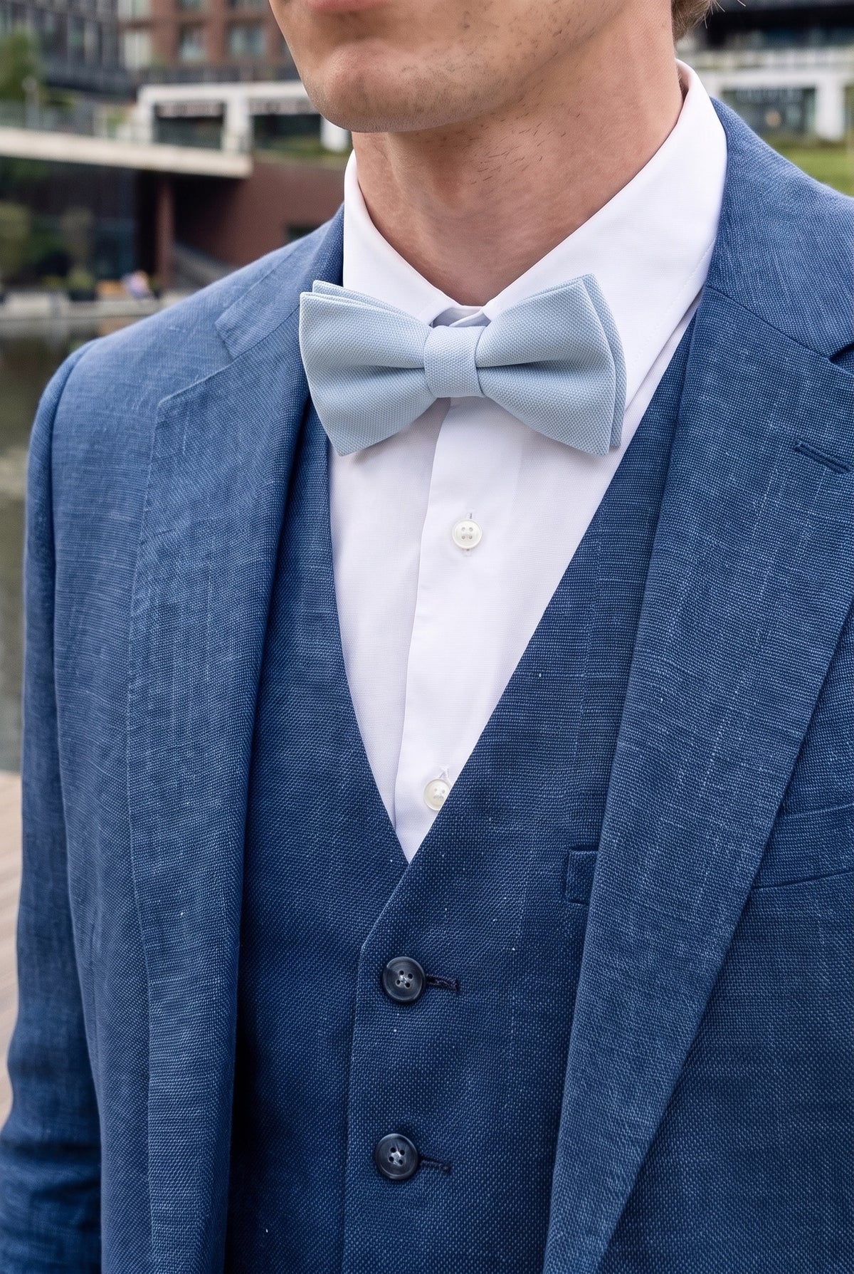 Nœud papillon double épaisseur bleu clair pour homme