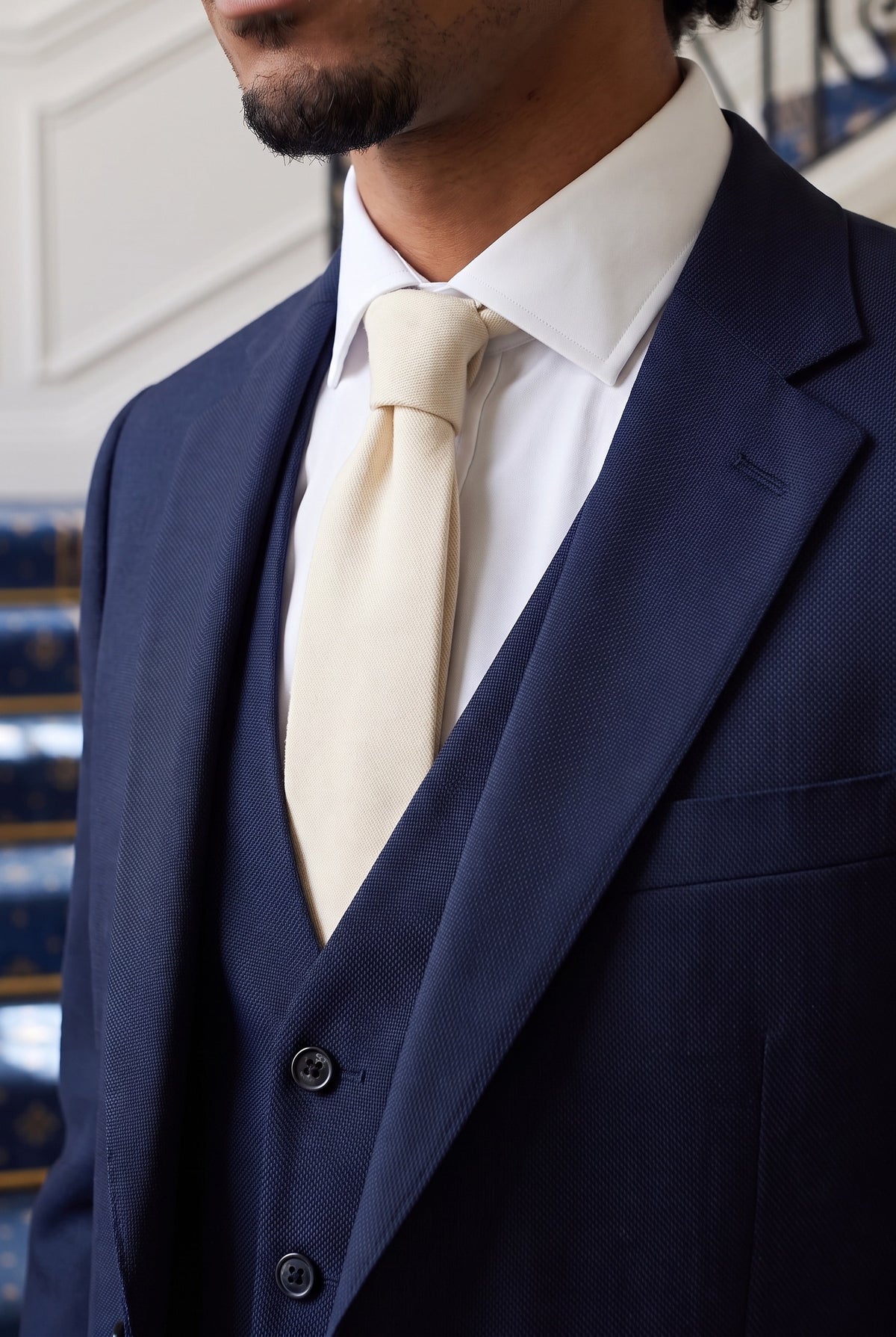 Cravate pour homme en daim crème