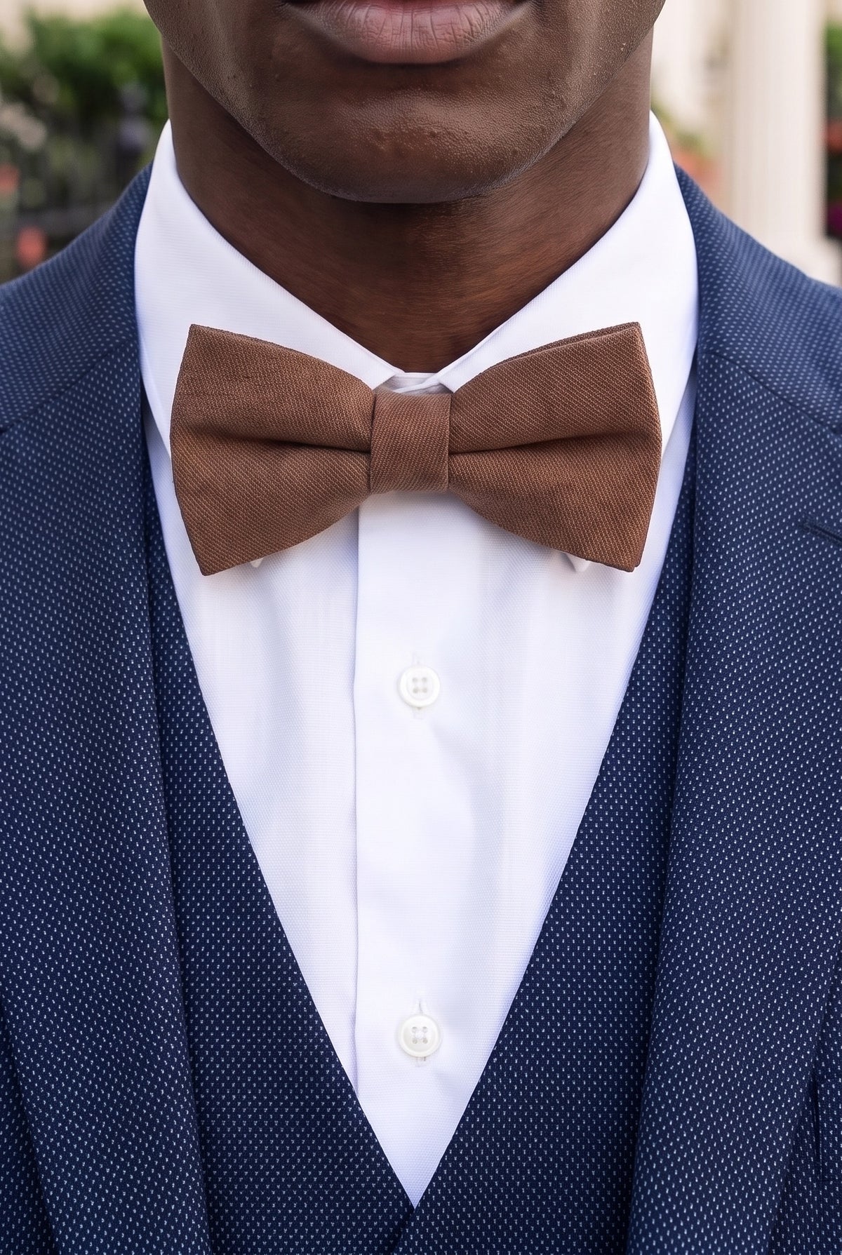 Nœud papillon marron double épaisseur pour homme