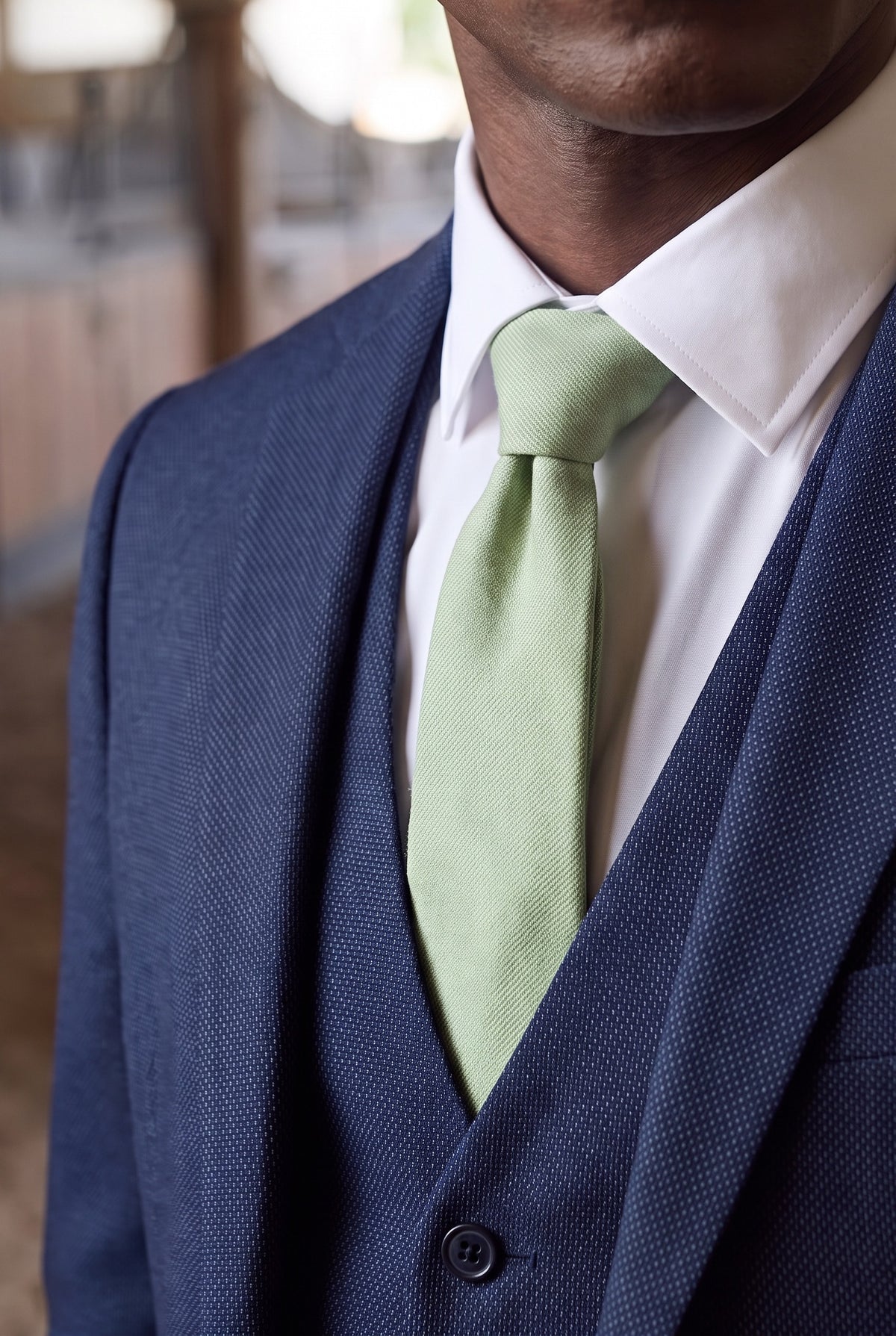 Cravate pour homme en daim vert sauge