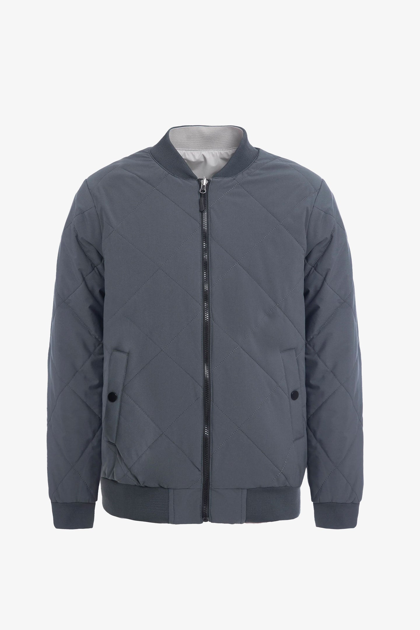 Blouson aviateur réversible pour homme, gris et beige, léger et matelassé, 2 en 1