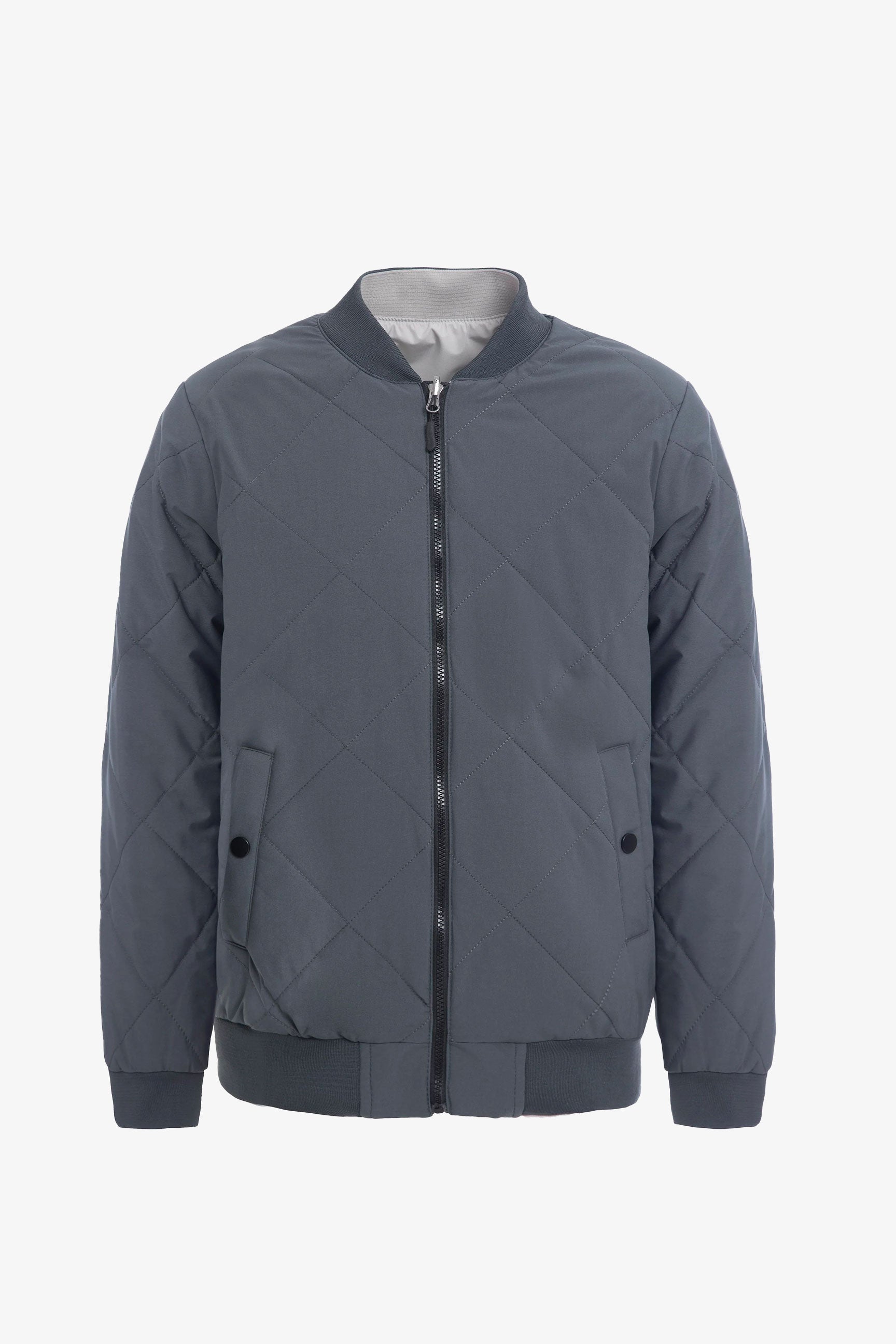 Blouson aviateur réversible pour homme, gris et beige, léger et matelassé, 2 en 1