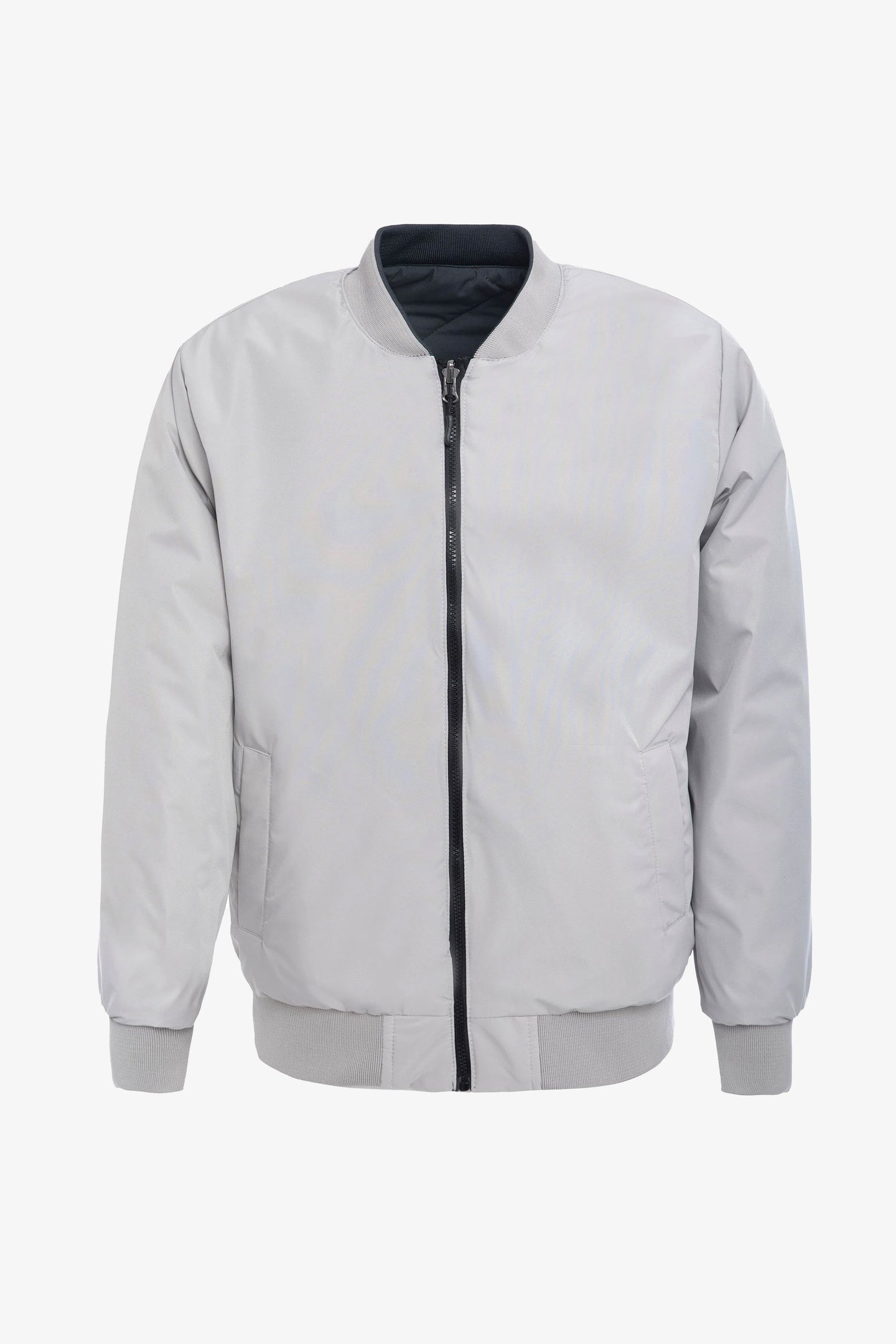 Blouson aviateur réversible pour homme, gris et beige, léger et matelassé, 2 en 1