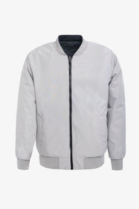 Blouson aviateur réversible pour homme, gris et beige, léger et matelassé, 2 en 1