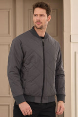 Blouson aviateur réversible pour homme, gris et beige, léger et matelassé, 2 en 1