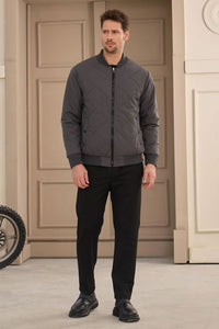 Blouson aviateur réversible pour homme, gris et beige, léger et matelassé, 2 en 1