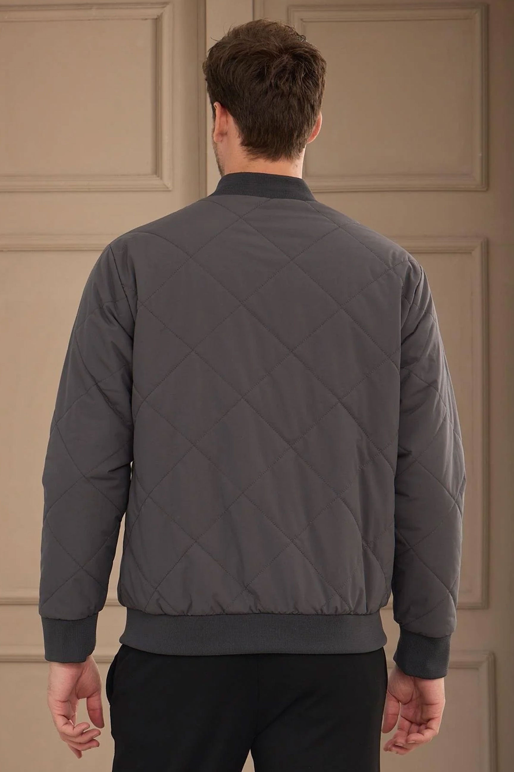 Blouson aviateur réversible pour homme, gris et beige, léger et matelassé, 2 en 1