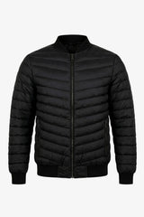 Veste bomber matelassée noire pour homme, légère et rembourrée avec fermeture éclair