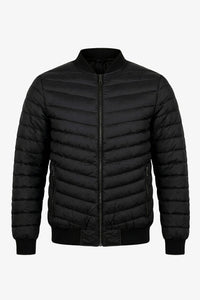 Veste bomber matelassée noire pour homme, légère et rembourrée avec fermeture éclair