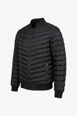 Veste bomber matelassée noire pour homme, légère et rembourrée avec fermeture éclair