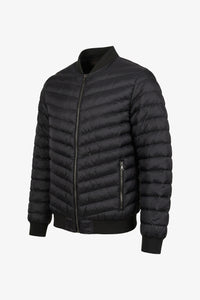 Veste bomber matelassée noire pour homme, légère et rembourrée avec fermeture éclair