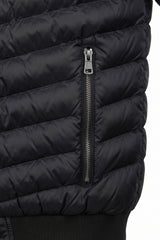 Veste bomber matelassée noire pour homme, légère et rembourrée avec fermeture éclair