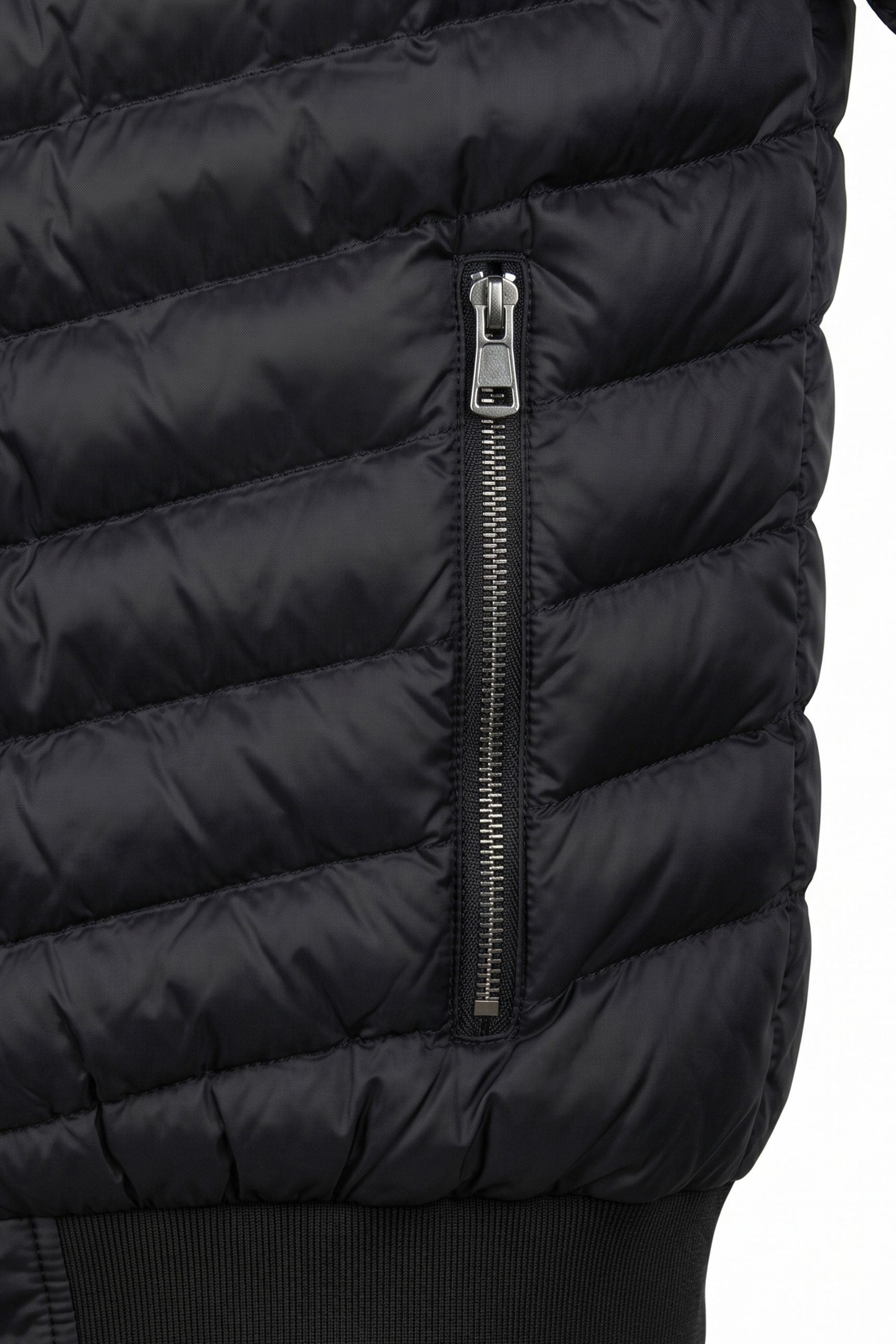 Veste bomber matelassée noire pour homme, légère et rembourrée avec fermeture éclair
