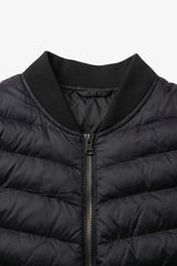 Veste bomber matelassée noire pour homme, légère et rembourrée avec fermeture éclair