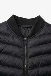 Veste bomber matelassée noire pour homme, légère et rembourrée avec fermeture éclair