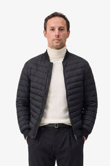 Veste bomber matelassée noire pour homme, légère et rembourrée avec fermeture éclair