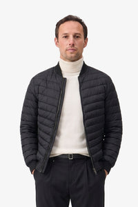 Veste bomber matelassée noire pour homme, légère et rembourrée avec fermeture éclair