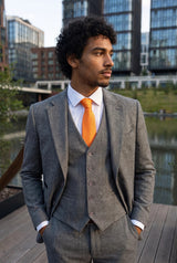 Cravate orange slim pour homme, 6 cm, couleur unie