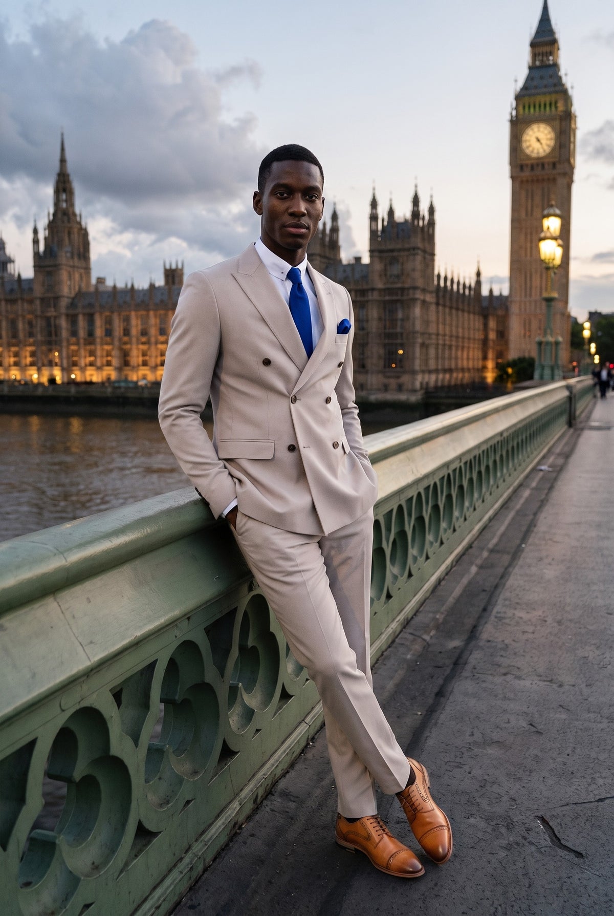 Look #658 styled with Mayfair - Costume croisé deux pièces pour homme couleur pierre