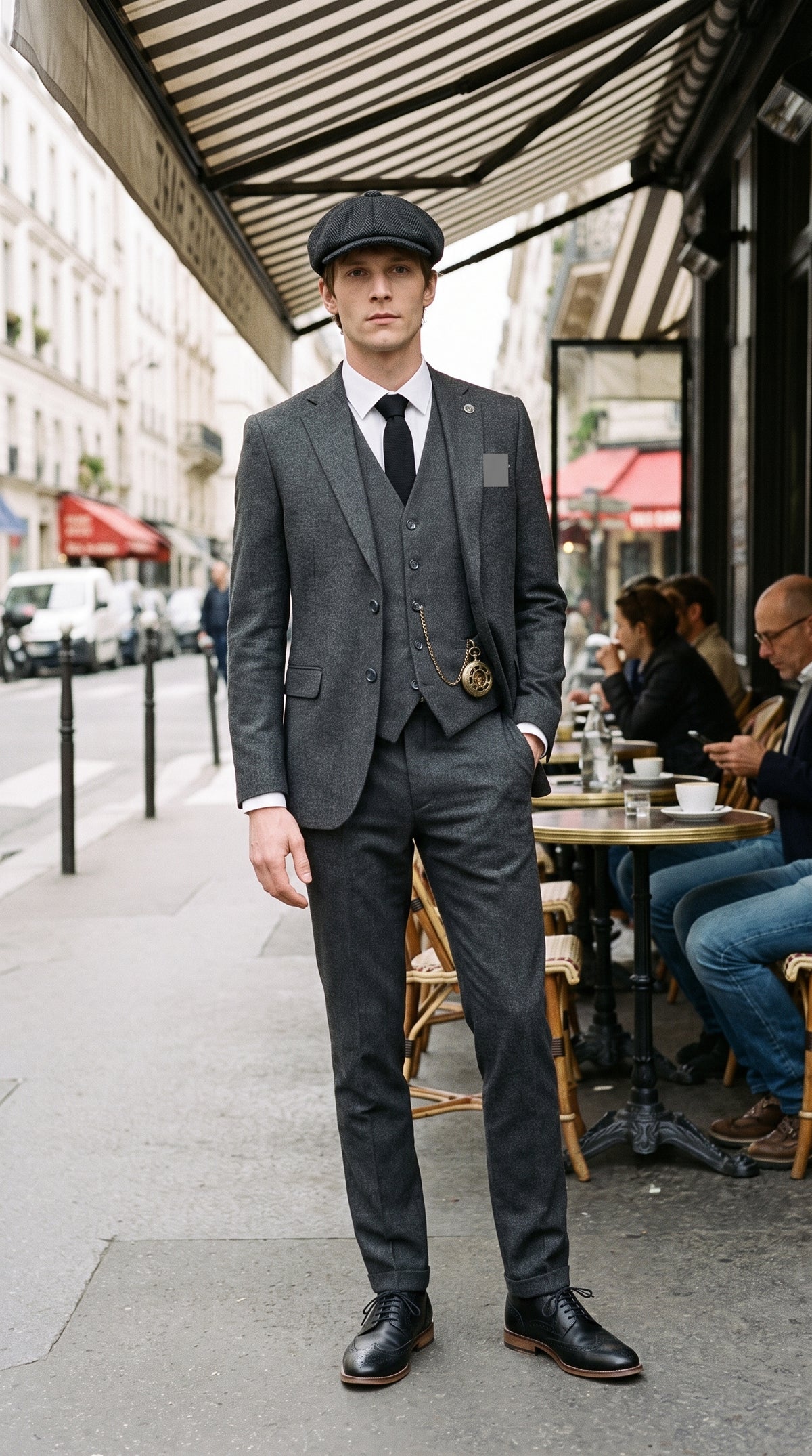 Look #831 styled with Costume en laine grise pour homme