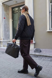 Blouson aviateur réversible pour homme, noir et beige, léger et matelassé, 2 en 1