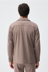 Blazer homme en jersey doux marron taupe, veste élégante décontractée