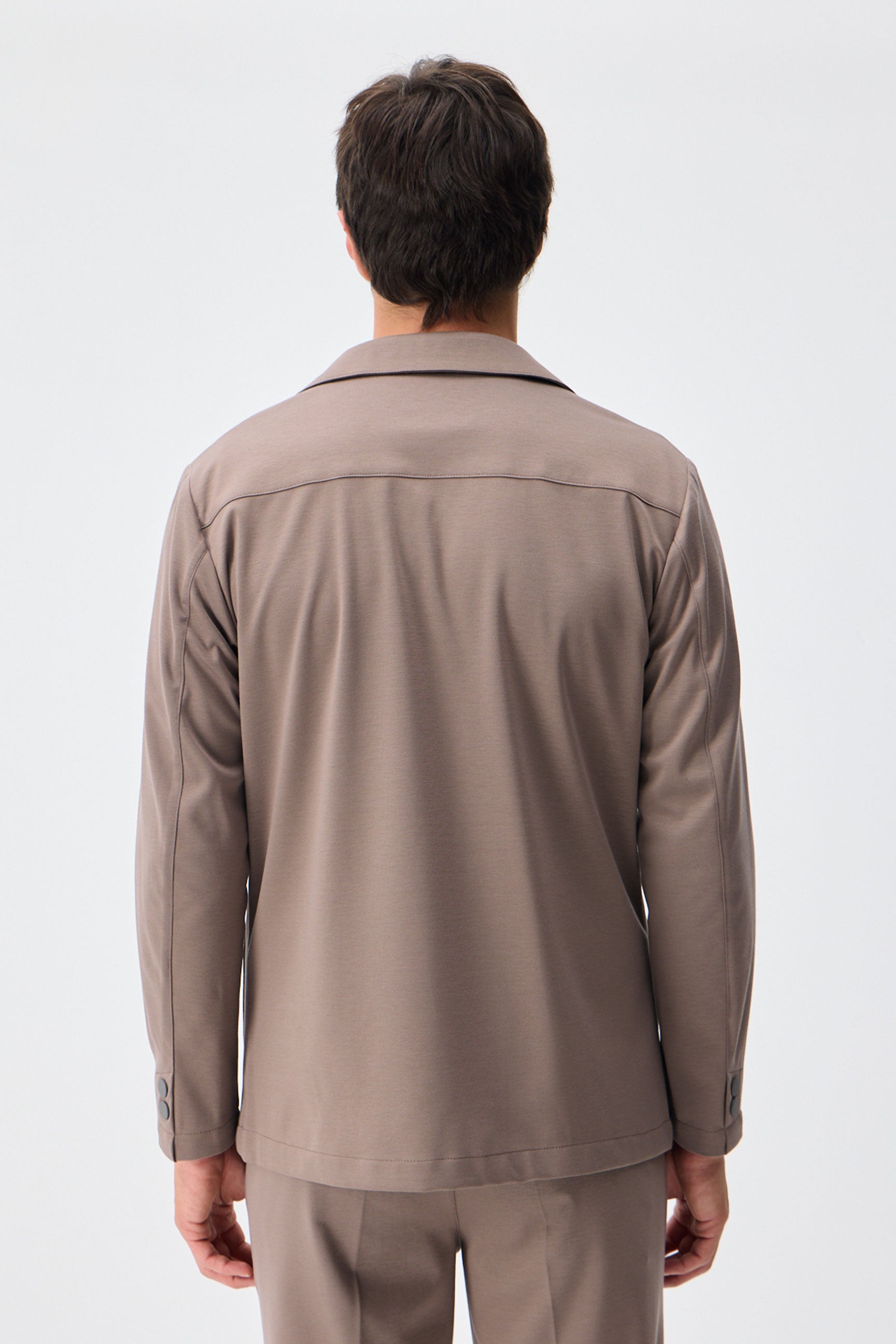 Blazer homme en jersey doux marron taupe, veste élégante décontractée