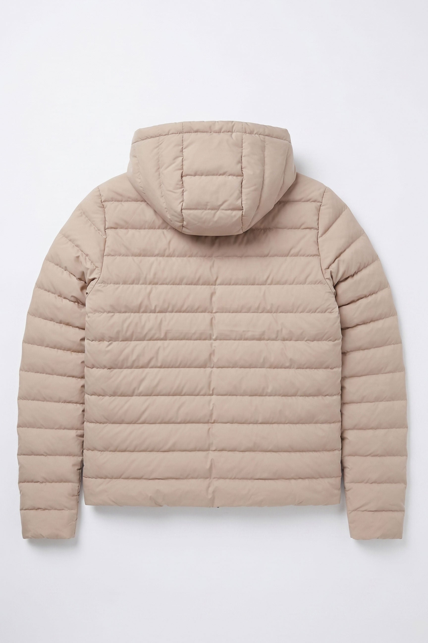 Doudoune beige à capuche pour homme, légère et matelassée, fermeture éclair