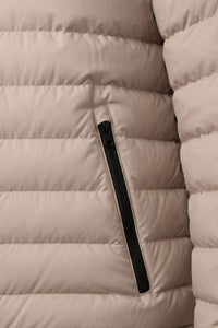 Doudoune beige à capuche pour homme, légère et matelassée, fermeture éclair