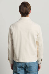 Veste en sergé de coton beige pour homme - Surchemise camionneur