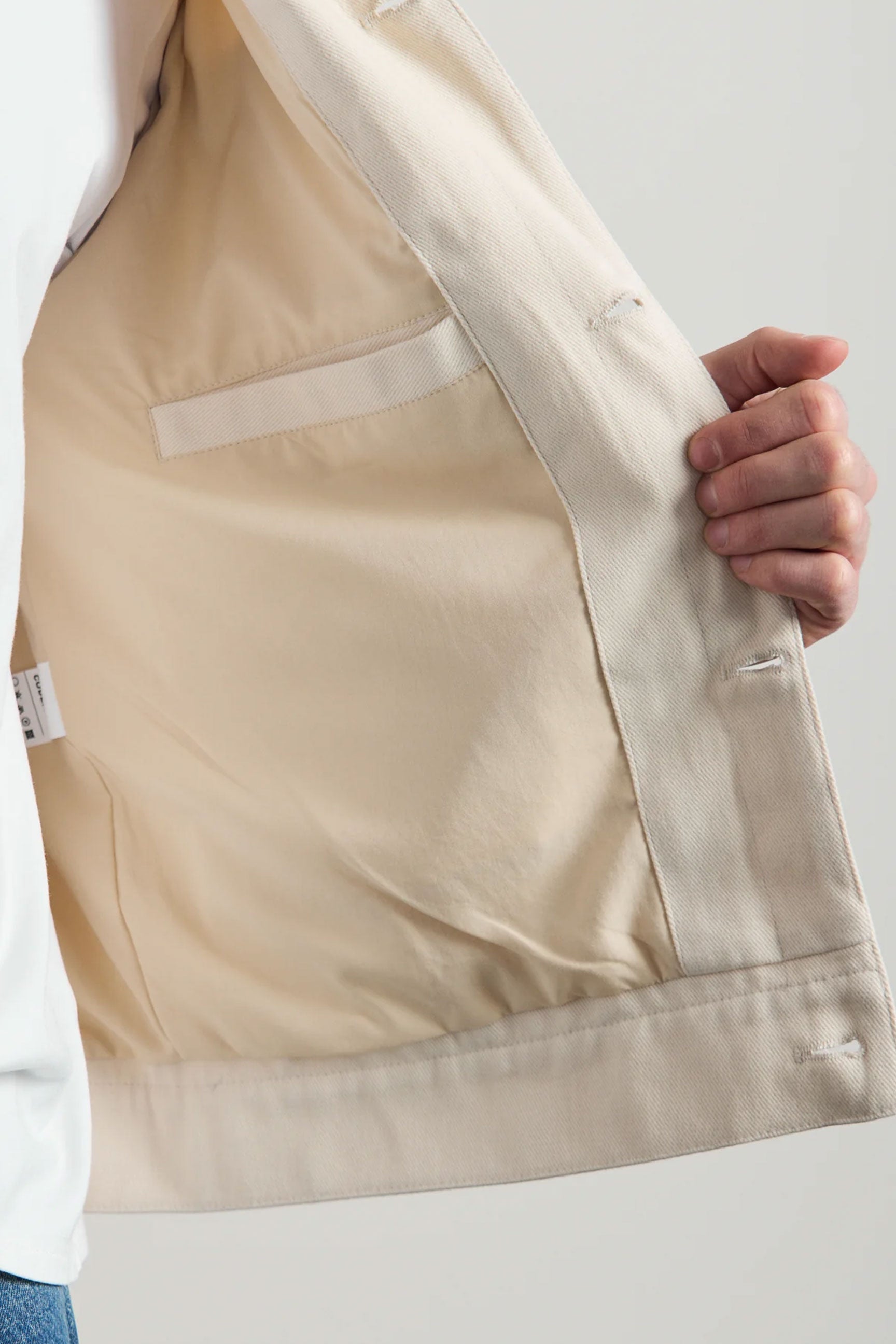 Veste en sergé de coton beige pour homme - Surchemise camionneur