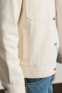 Veste en sergé de coton beige pour homme - Surchemise camionneur