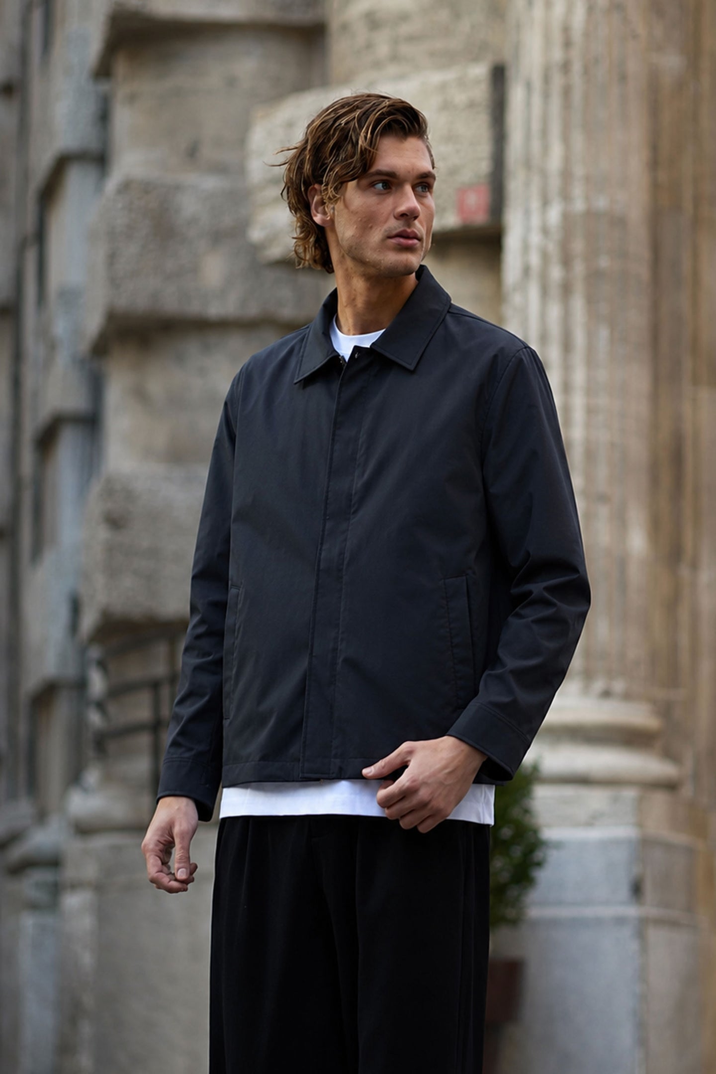 Veste Harrington imperméable à col noir pour homme