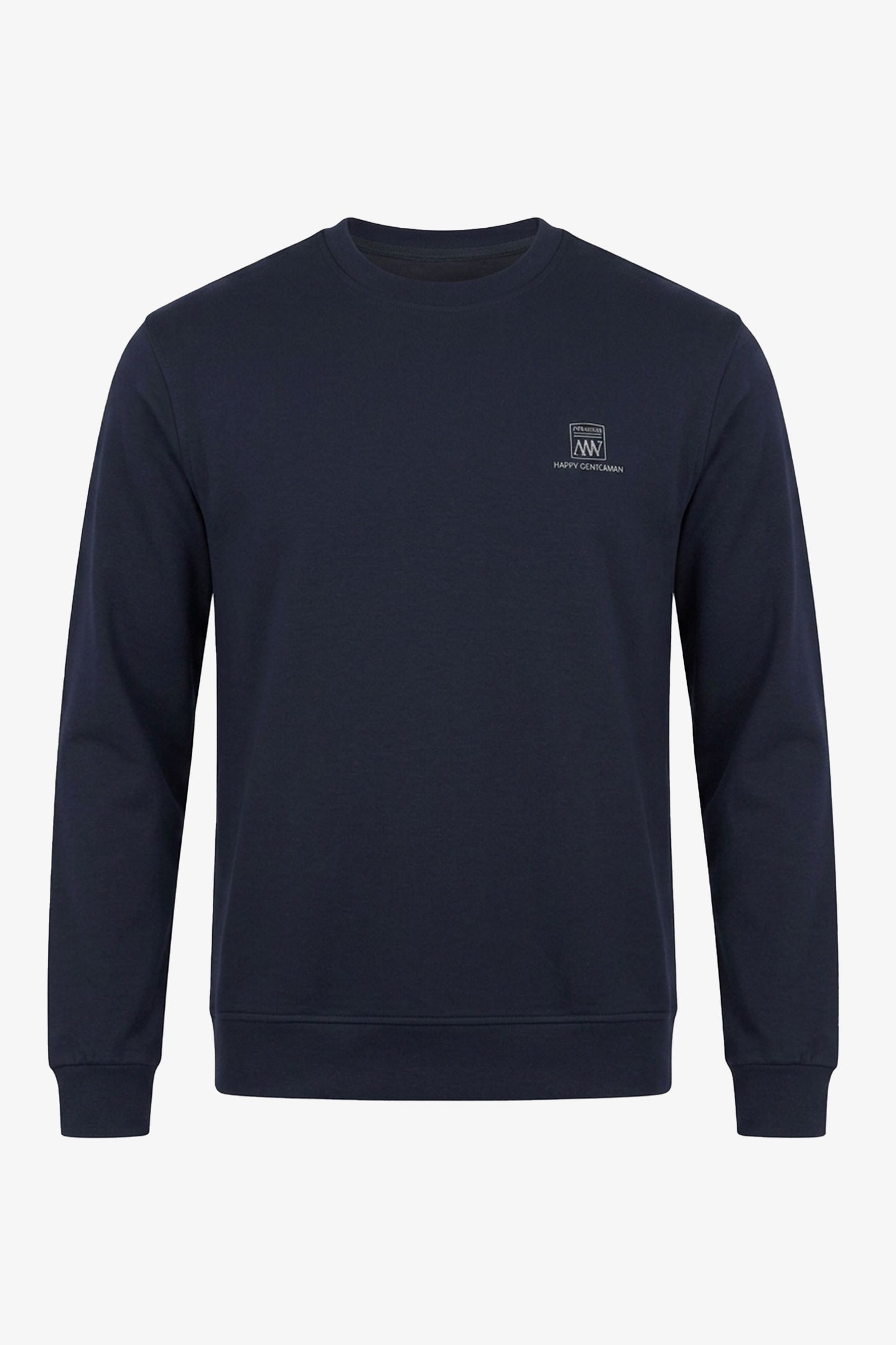 Sweat-shirt homme bleu marine en mélange de coton, col rond, manches longues, extensible