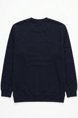 Sweat-shirt homme bleu marine en mélange de coton, col rond, manches longues, extensible