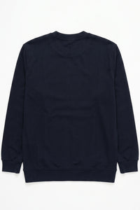 Sweat-shirt homme bleu marine en mélange de coton, col rond, manches longues, extensible
