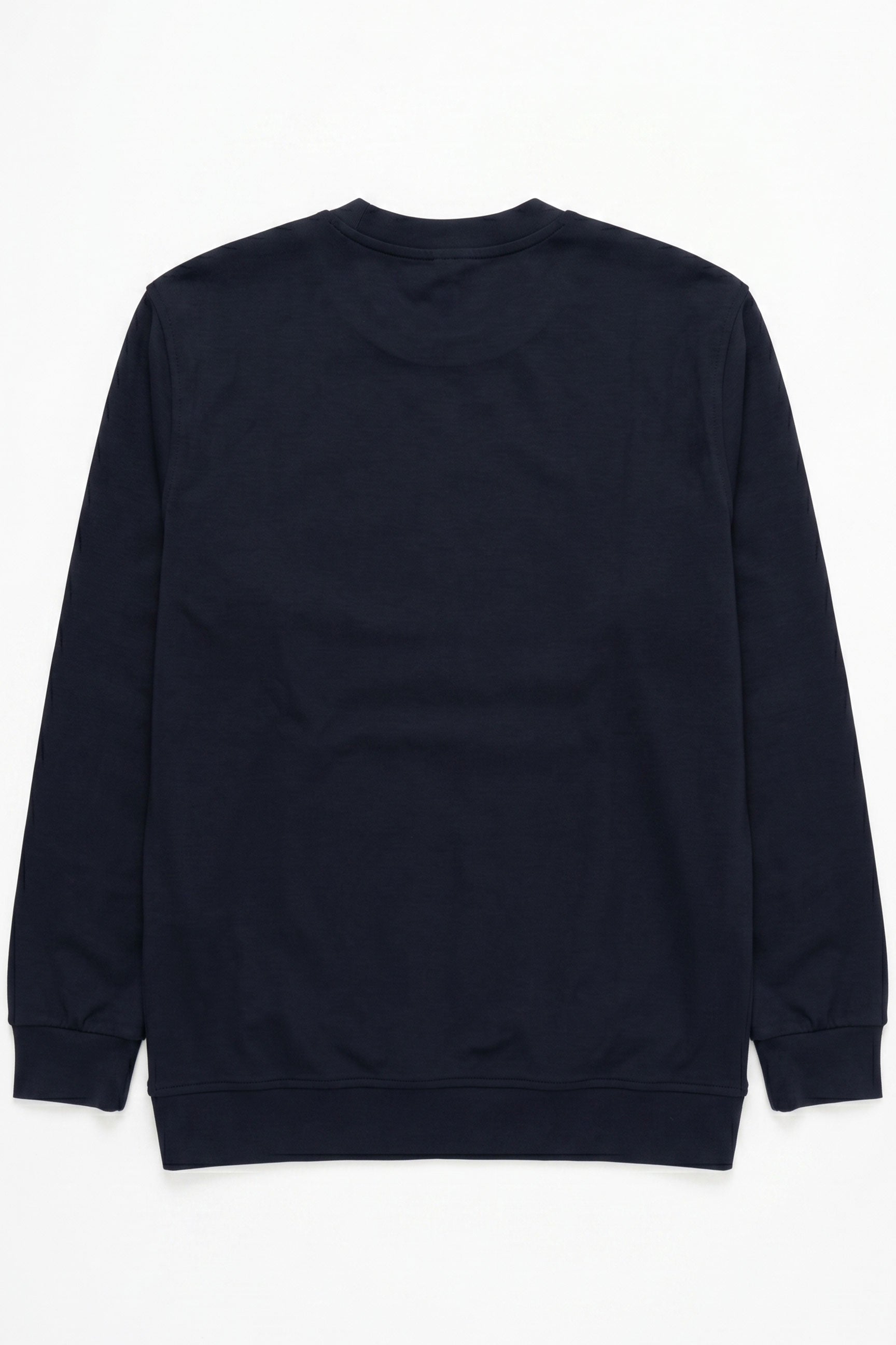 Sweat-shirt homme bleu marine en mélange de coton, col rond, manches longues, extensible