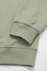 Sweat-shirt à col rond et manches longues extensible vert sauge pour homme, en mélange de coton.