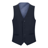 Boys Navy Blue 5 Piece Suit Blazer Waistcoat Shirt Tie Trousers Wedding Party
