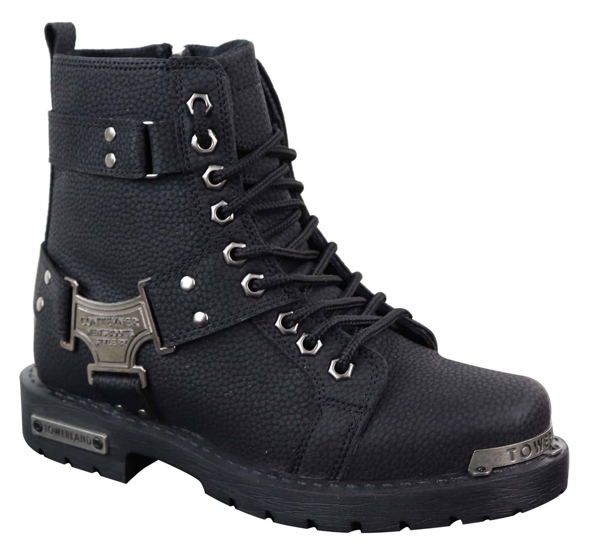 Mens Black Rugged PU Leather Boots
