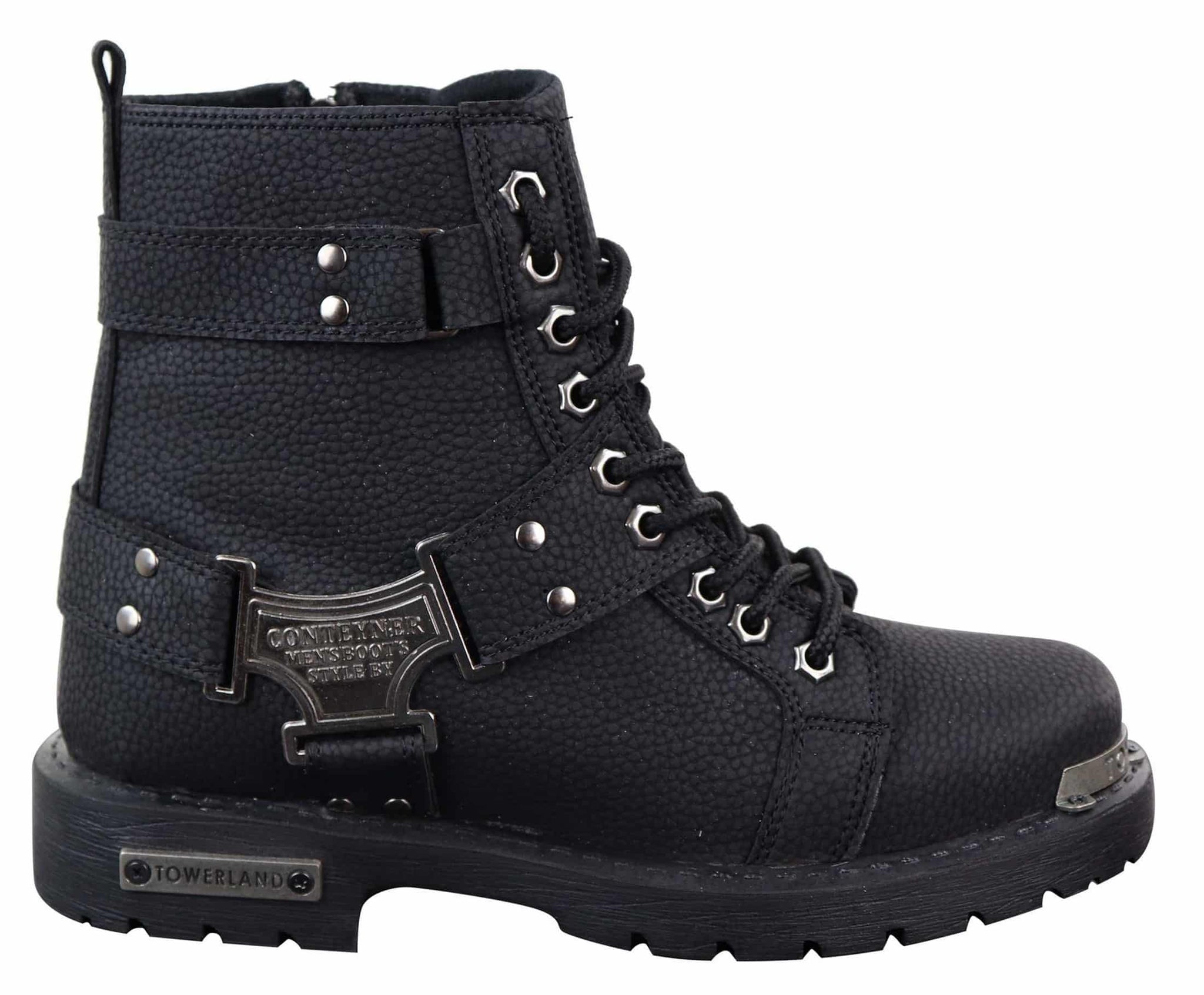 Mens Black Rugged PU Leather Boots