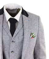 Men's 3 Piece Suit - Grey with Black Detailing