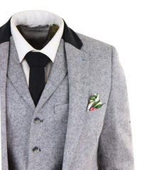 Men's 3 Piece Suit - Grey with Black Detailing