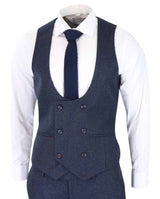 Men's Navy Check 3 Piece Suit