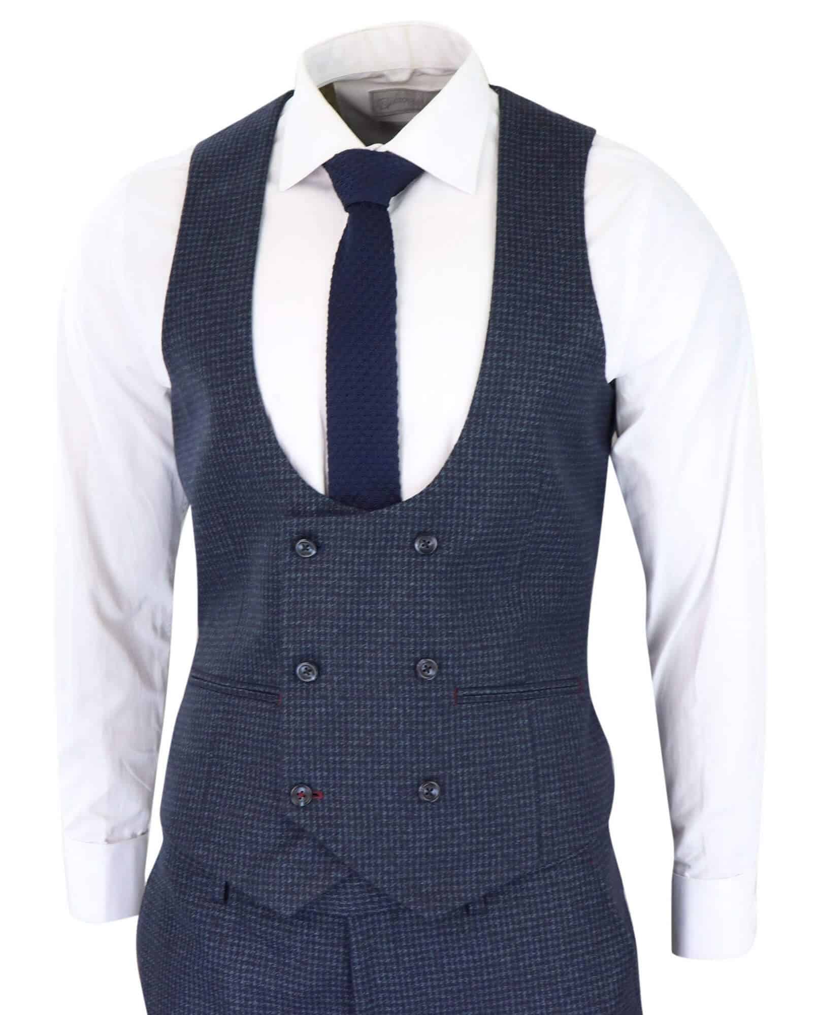 Men's Navy Check 3 Piece Suit
