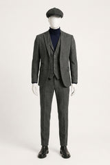 Costume trois pièces en tweed à chevrons gris anthracite pour homme - STZ11