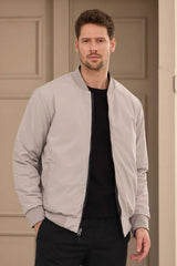 Blouson aviateur réversible pour homme, gris et beige, léger et matelassé, 2 en 1
