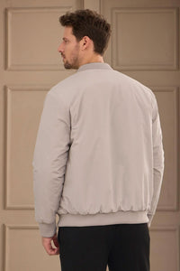 Blouson aviateur réversible pour homme, noir et beige, léger et matelassé, 2 en 1