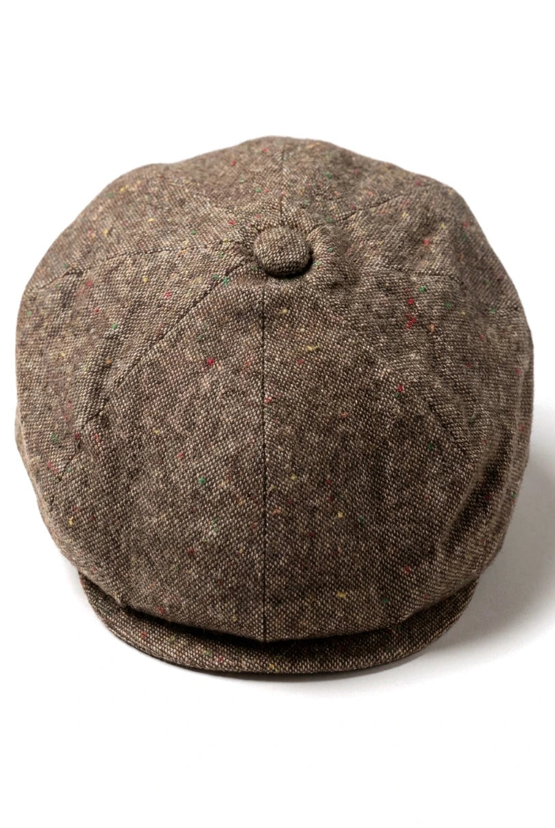 Casquette gavroche 8 panneaux Shelby en tweed de laine marron classique