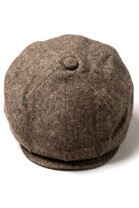 Casquette gavroche 8 panneaux Shelby en tweed de laine marron classique